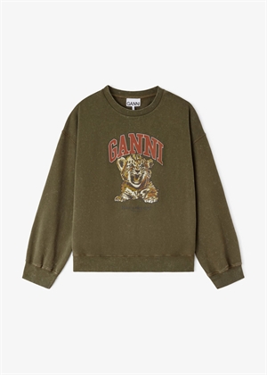 Isoli crewneck tiger print Military Olive A1060079 Ganni 